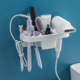 Hands Free Hair Dryer Holder Storage Box Curling Iron Shelf For Bathroom