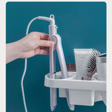 Hands Free Hair Dryer Holder Storage Box Curling Iron Shelf For Bathroom
