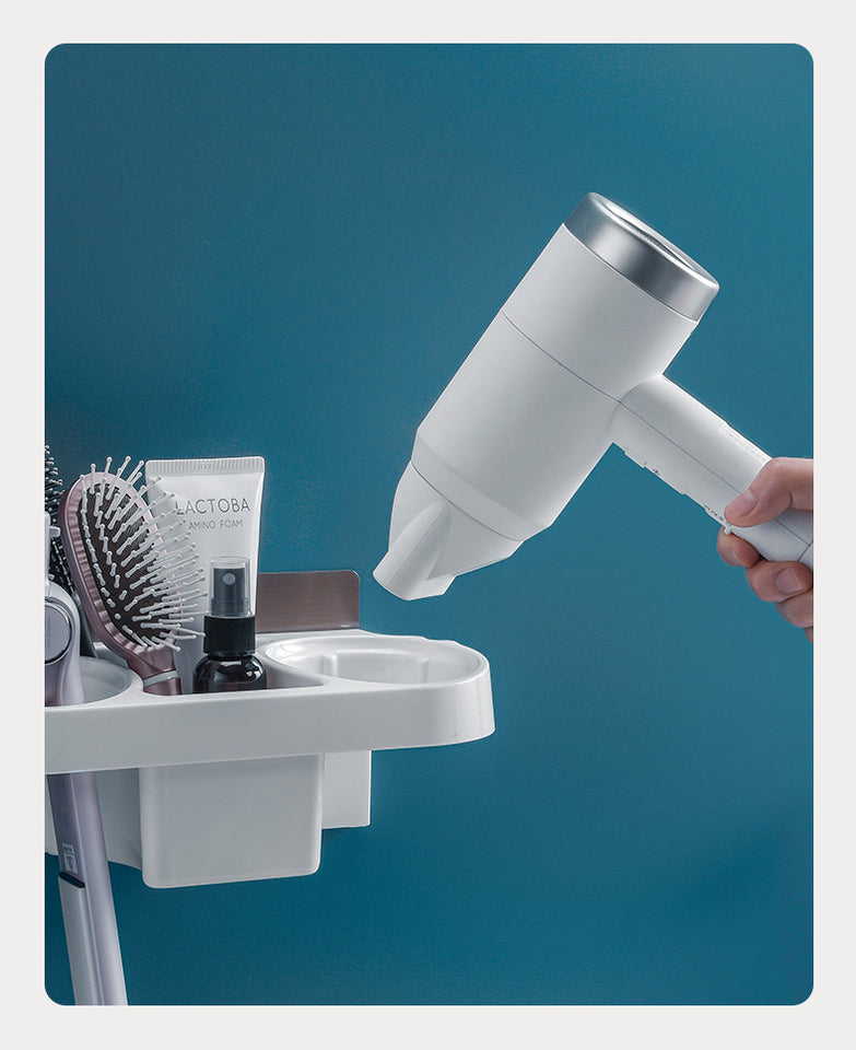 Hands Free Hair Dryer Holder Storage Box Curling Iron Shelf For Bathroom