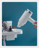 Hands Free Hair Dryer Holder Storage Box Curling Iron Shelf For Bathroom