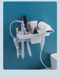 Hands Free Hair Dryer Holder Storage Box Curling Iron Shelf For Bathroom