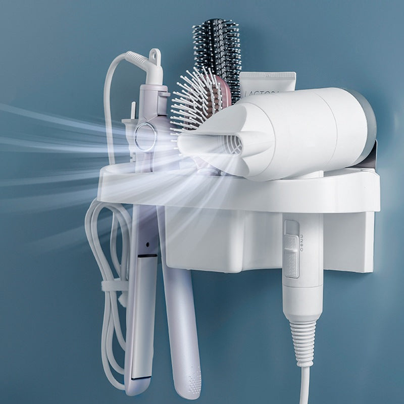Hands Free Hair Dryer Holder Storage Box Curling Iron Shelf For Bathroom