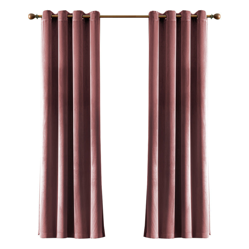 Solid-color Vintage Velvet Blackout And Heat-insulating Curtains For The Living Room Bedroom Or Study