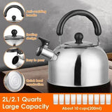 2.1-Quart Stainless Steel Whistling Tea Kettle – Stovetop, Induction, and Camping Safe - SS Creative Holdings