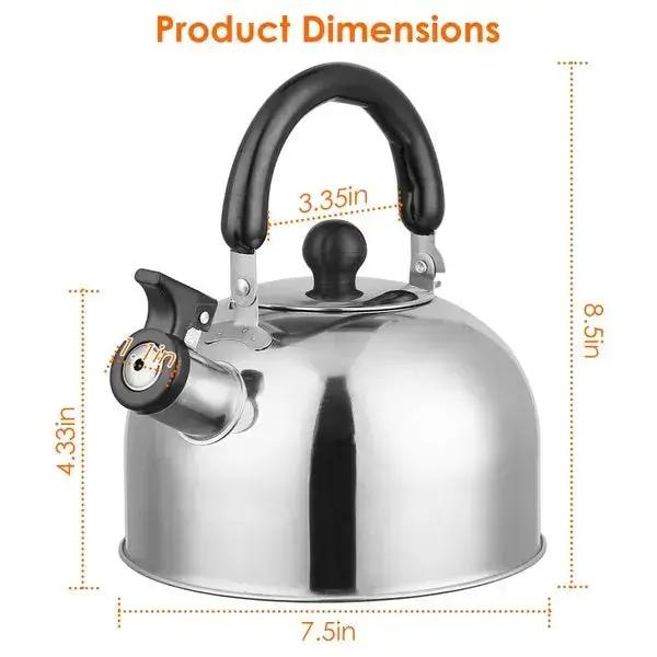 2.1-Quart Stainless Steel Whistling Tea Kettle – Stovetop, Induction, and Camping Safe - SS Creative Holdings