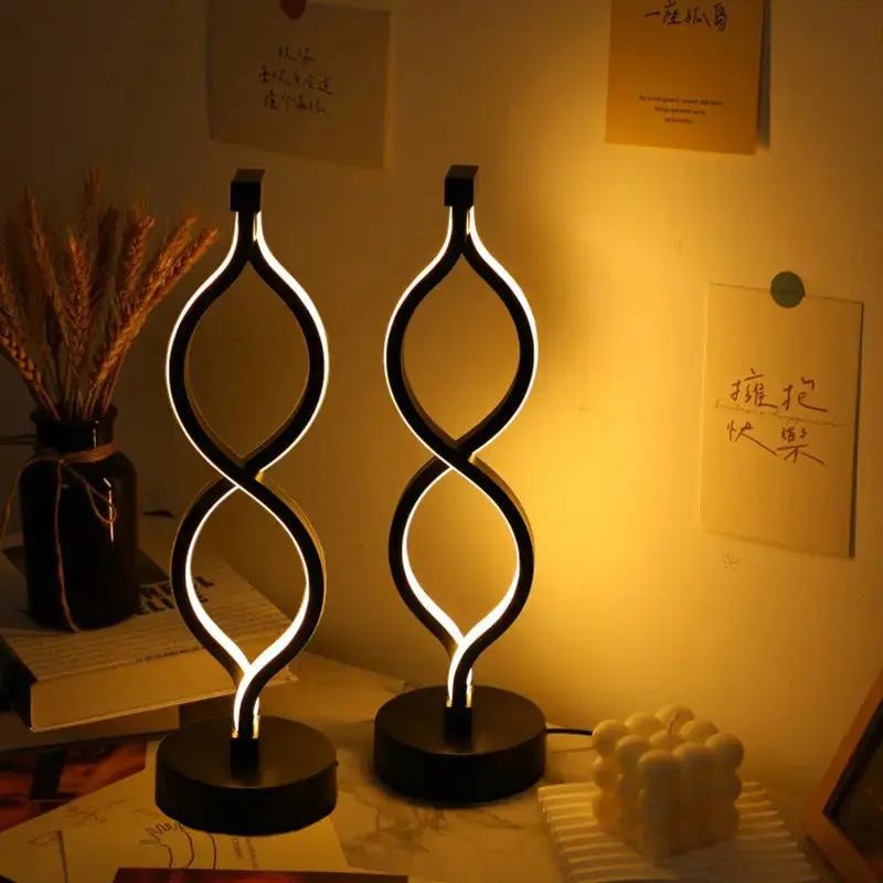 2-Pack Modern Wave-Shaped LED Desk Lamp with 3-Color Dimmable Lighting. - SS Creative Holdings
