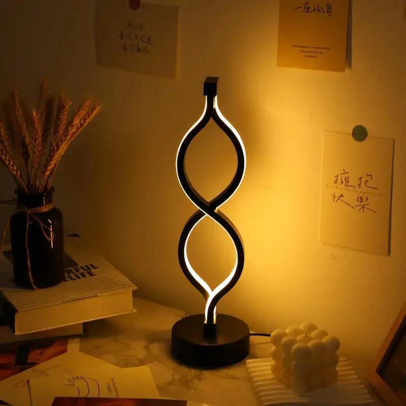 2-Pack Modern Wave-Shaped LED Desk Lamp with 3-Color Dimmable Lighting. - SS Creative Holdings