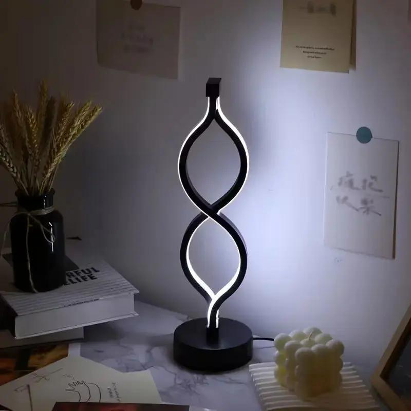 2-Pack Modern Wave-Shaped LED Desk Lamp with 3-Color Dimmable Lighting. - SS Creative Holdings