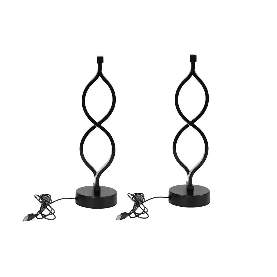 2-Pack Modern Wave-Shaped LED Desk Lamp with 3-Color Dimmable Lighting. - SS Creative Holdings