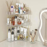 3-Tier Corner Bathroom Counter Organizer – Stylish Clear Storage Rack for Cosmetics, Perfume & Skincare - SS Creative Holdings