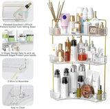3-Tier Corner Bathroom Counter Organizer – Stylish Clear Storage Rack for Cosmetics, Perfume & Skincare - SS Creative Holdings