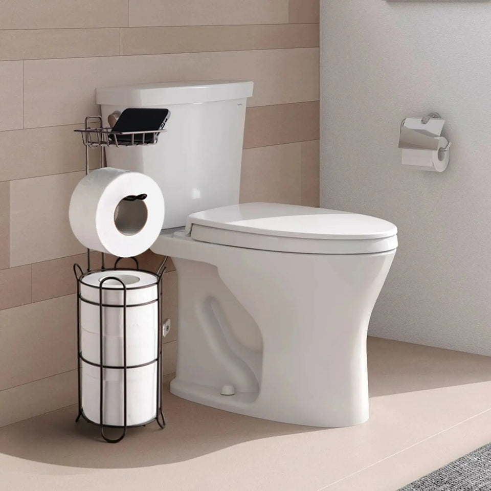 3-in-1 Free-Standing Toilet Paper Holder with Phone Shelf & Mega Roll Storage - SS Creative Holdings