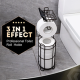 3-in-1 Free-Standing Toilet Paper Holder with Phone Shelf & Mega Roll Storage - SS Creative Holdings