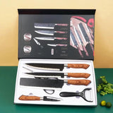 6 PCS Kitchen Knife Sets, Steel Kitchen Knives Set Tools Forged Kitchen Knife Scissors Ceramic Peeler Chef Slicer Knife Gift Case - SS Creative Holdings