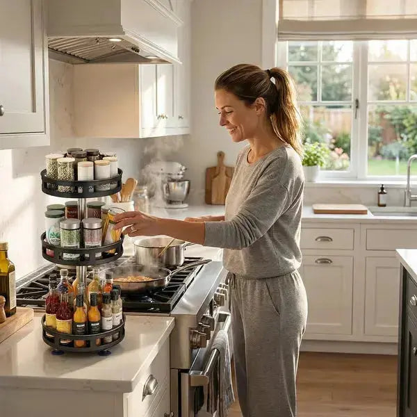 360° Rotating 3-Tier Spice Rack Organizer – Space-Saving Kitchen Countertop Storage - SS Creative Holdings
