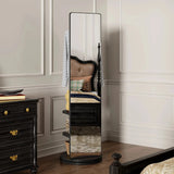 360° Rotating Full-Length Mirror & Coat Rack – Solid Wood Multi-Functional Storage Organizer (69" x 20") - SS Creative Holdings