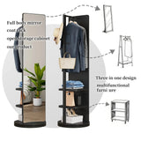 360° Rotating Full-Length Mirror & Coat Rack – Solid Wood Multi-Functional Storage Organizer (69" x 20") - SS Creative Holdings