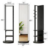 360° Rotating Full-Length Mirror & Coat Rack – Solid Wood Multi-Functional Storage Organizer (69" x 20") - SS Creative Holdings