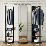 360° Rotating Full-Length Mirror & Coat Rack – Solid Wood Multi-Functional Storage Organizer (69" x 20") - SS Creative Holdings