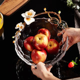 High-Transparency Glass Fruit Plate With Enamel Design For Living Room Coffee Tables