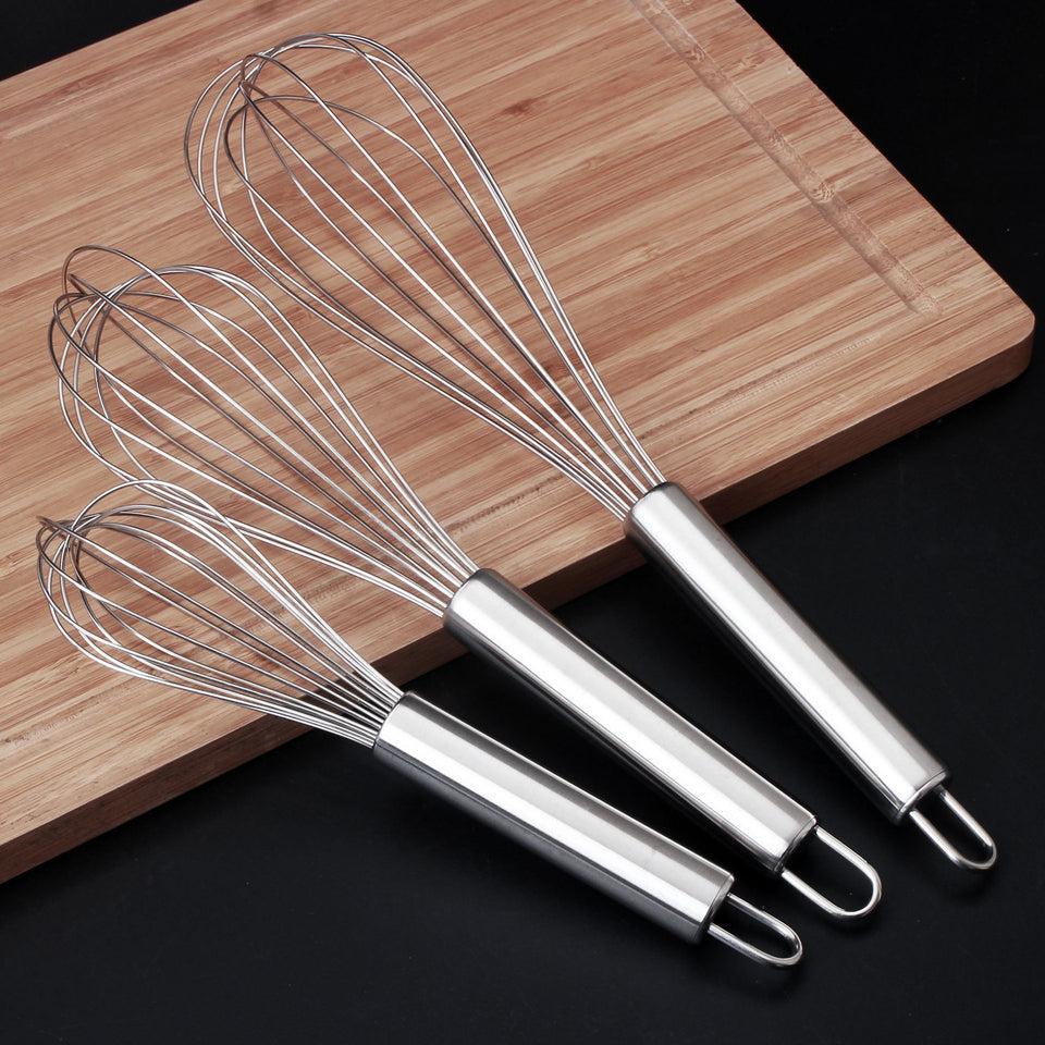 12-Inch Ergonomic Stainless Steel Whisk - Heavy-Duty Manual Balloon Beater