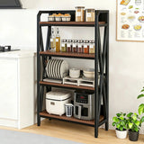 4-Level Industrial Baker’s Rack – Heavy-Duty Metal & Wood Kitchen Storage Organizer - SS Creative Holdings