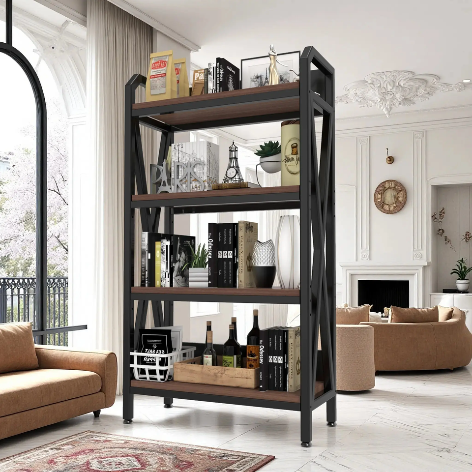 4-Level Industrial Baker’s Rack – Heavy-Duty Metal & Wood Kitchen Storage Organizer - SS Creative Holdings