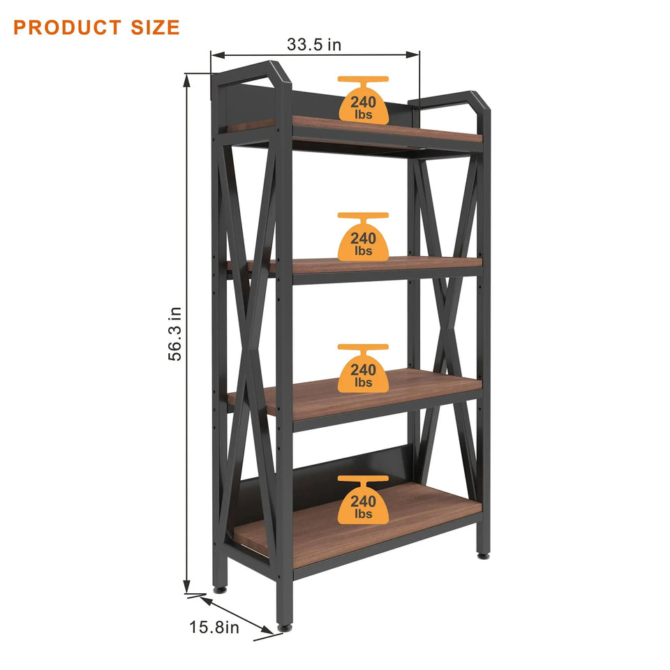 4-Level Industrial Baker’s Rack – Heavy-Duty Metal & Wood Kitchen Storage Organizer - SS Creative Holdings