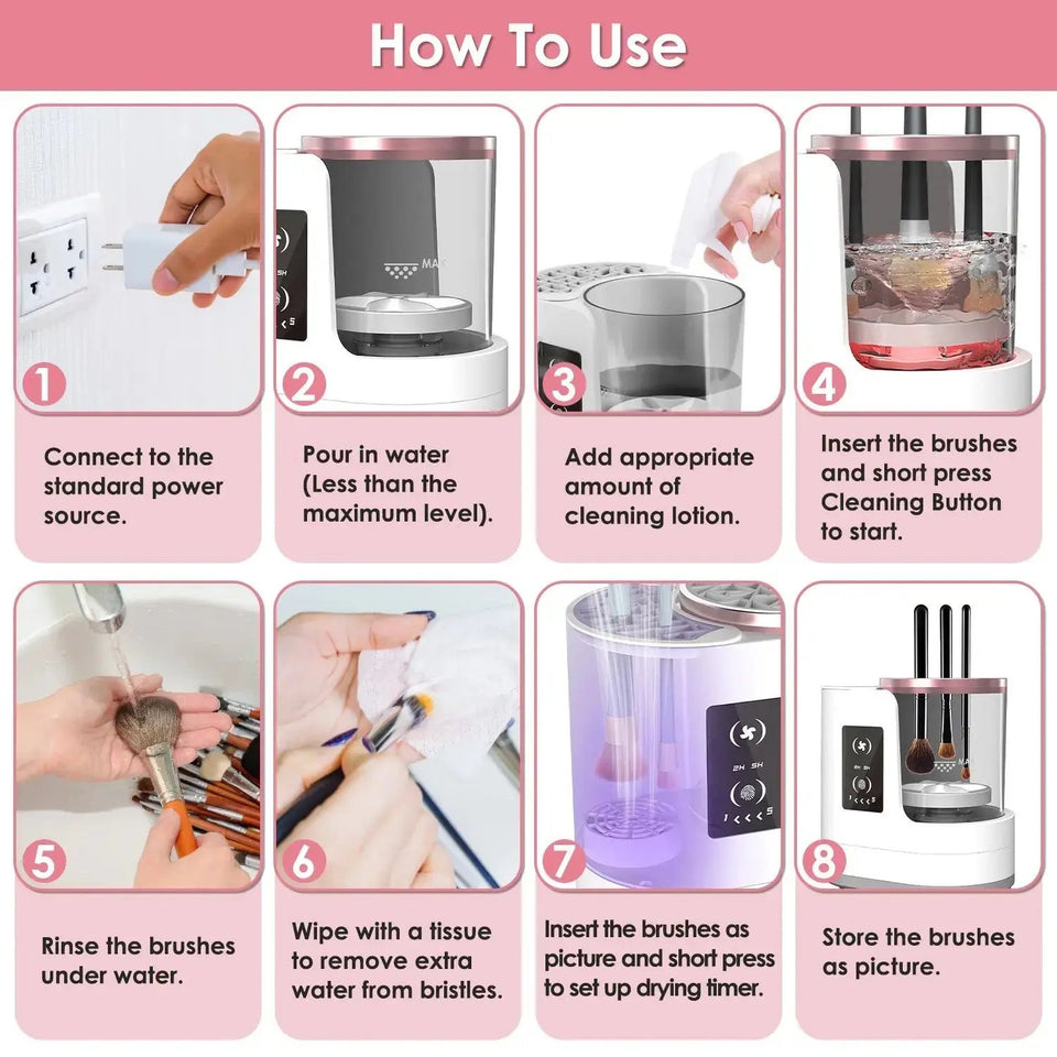 4-in-1 Electric Makeup Brush Cleaner & Dryer – Automatic UV Sanitizing Station - SS Creative Holdings