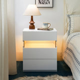 Modern 3-Drawer LED Bedside Nightstand - White - SS Creative Holdings