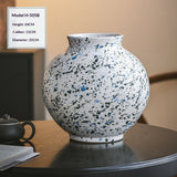 New Chinese-style Living Room Flower Arrangement Handmade Vintage Stoneware Vase Creative Design
