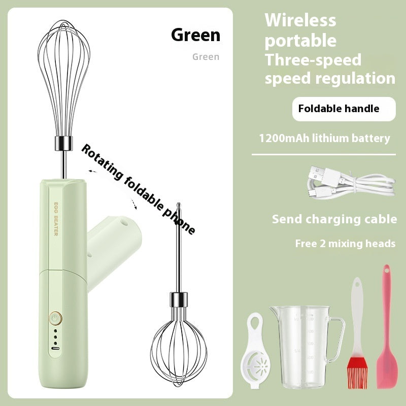Wireless Foldable Electric Whisk - 3-Speed Portable Cream & Egg Blender