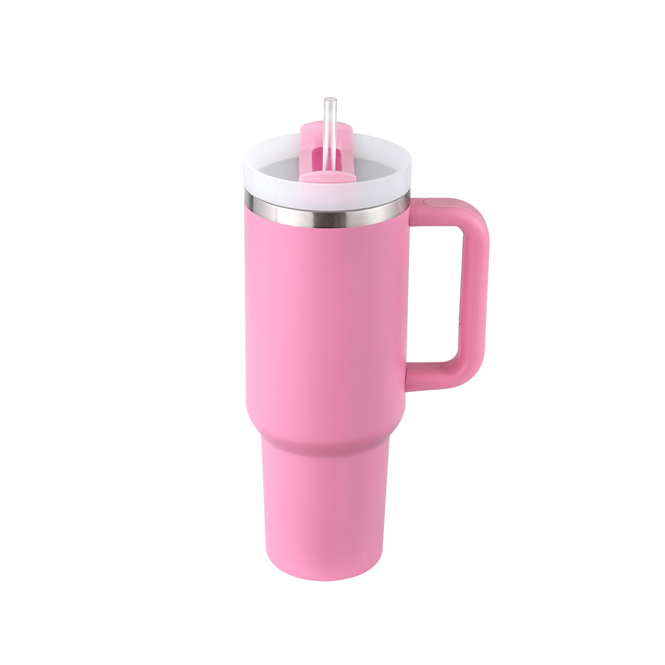 40 Oz Tumbler With Handle Straw Insulated, Stainless Steel Spill Proof Vacuum Coffee Cup Tumbler With Lid Tapered Mug Gifts For Valentine Lover Suitable For Car Gym Office Travel