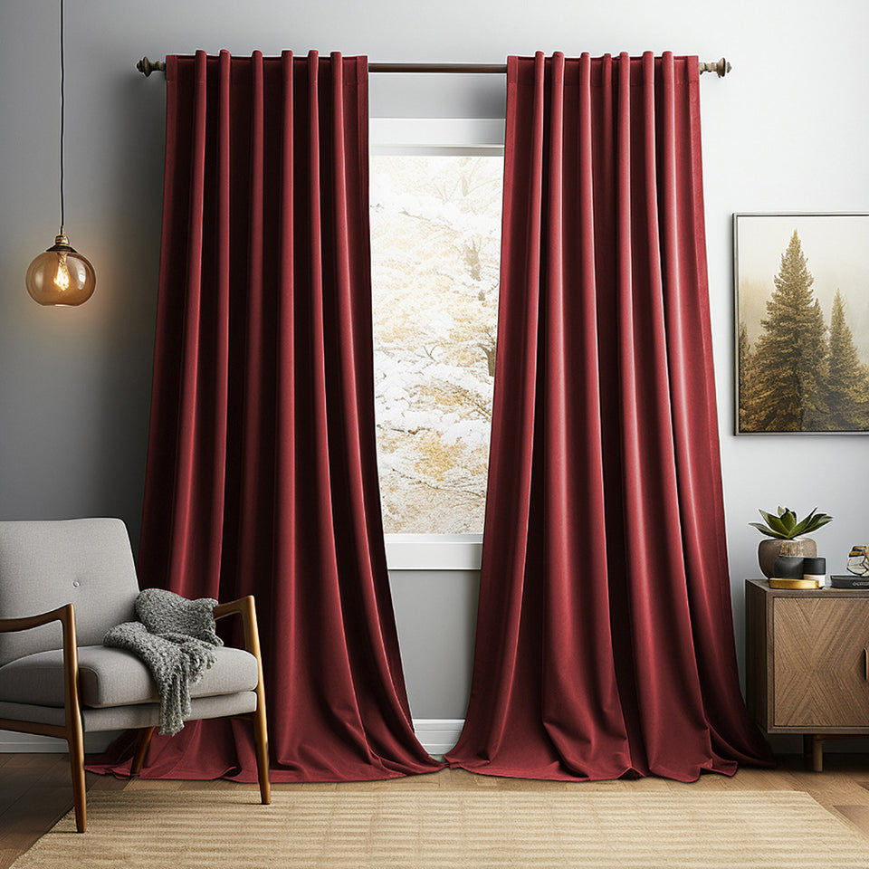 Solid-color Vintage Velvet Blackout And Heat-insulating Curtains For The Living Room Bedroom Or Study