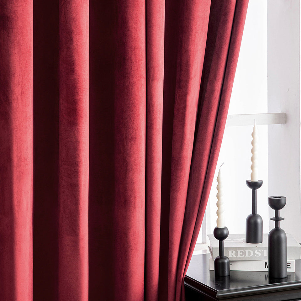 Solid-color Vintage Velvet Blackout And Heat-insulating Curtains For The Living Room Bedroom Or Study