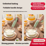 Wireless Foldable Electric Whisk - 3-Speed Portable Cream & Egg Blender