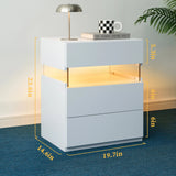 Modern 3-Drawer LED Bedside Nightstand - White - SS Creative Holdings