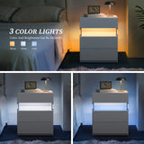 Modern 3-Drawer LED Bedside Nightstand - White - SS Creative Holdings