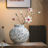 New Chinese-style Living Room Flower Arrangement Handmade Vintage Stoneware Vase Creative Design