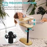 Adjustable Bamboo Bathtub Side Table – Freestanding Caddy with 360° Rotating Tray & Height-Adjustable Design - SS Creative Holdings
