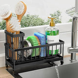 Cisily Stainless Steel Kitchen Sink Caddy & Sponge Holder with Auto-Drain Tray & Brush Rack - SS Creative Holdings