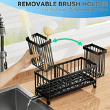 Cisily Stainless Steel Kitchen Sink Caddy & Sponge Holder with Auto-Drain Tray & Brush Rack - SS Creative Holdings