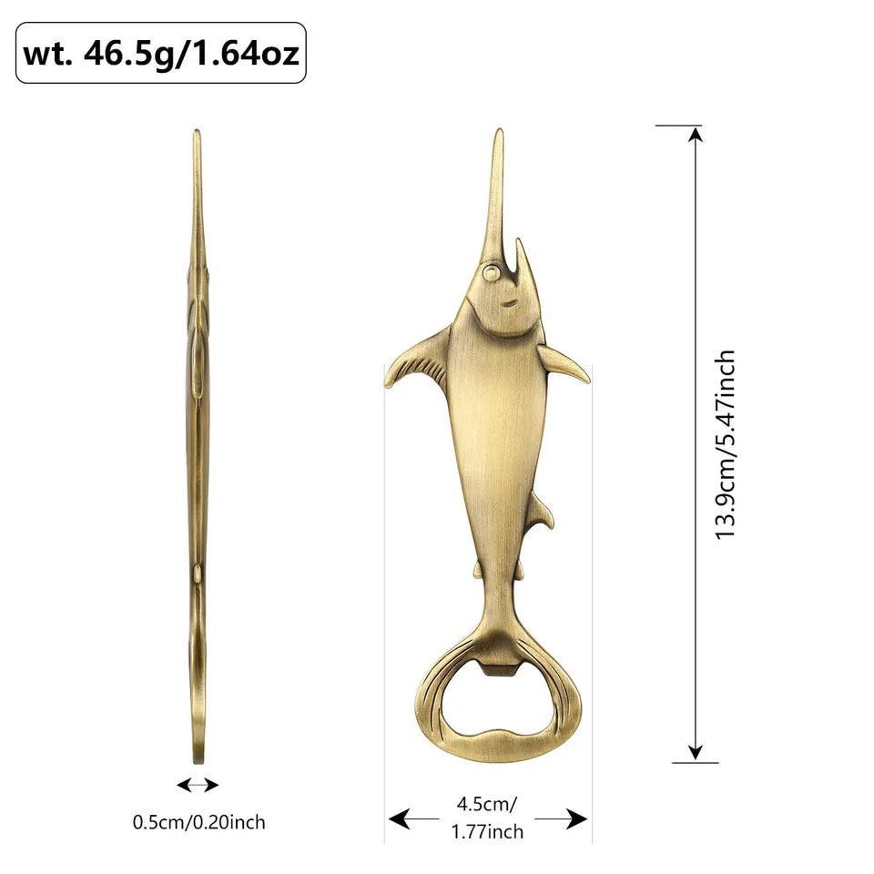 Creative Swordfish Metal Bottle Opener – Heavy Duty Nautical Bar Accessory - SS Creative Holdings