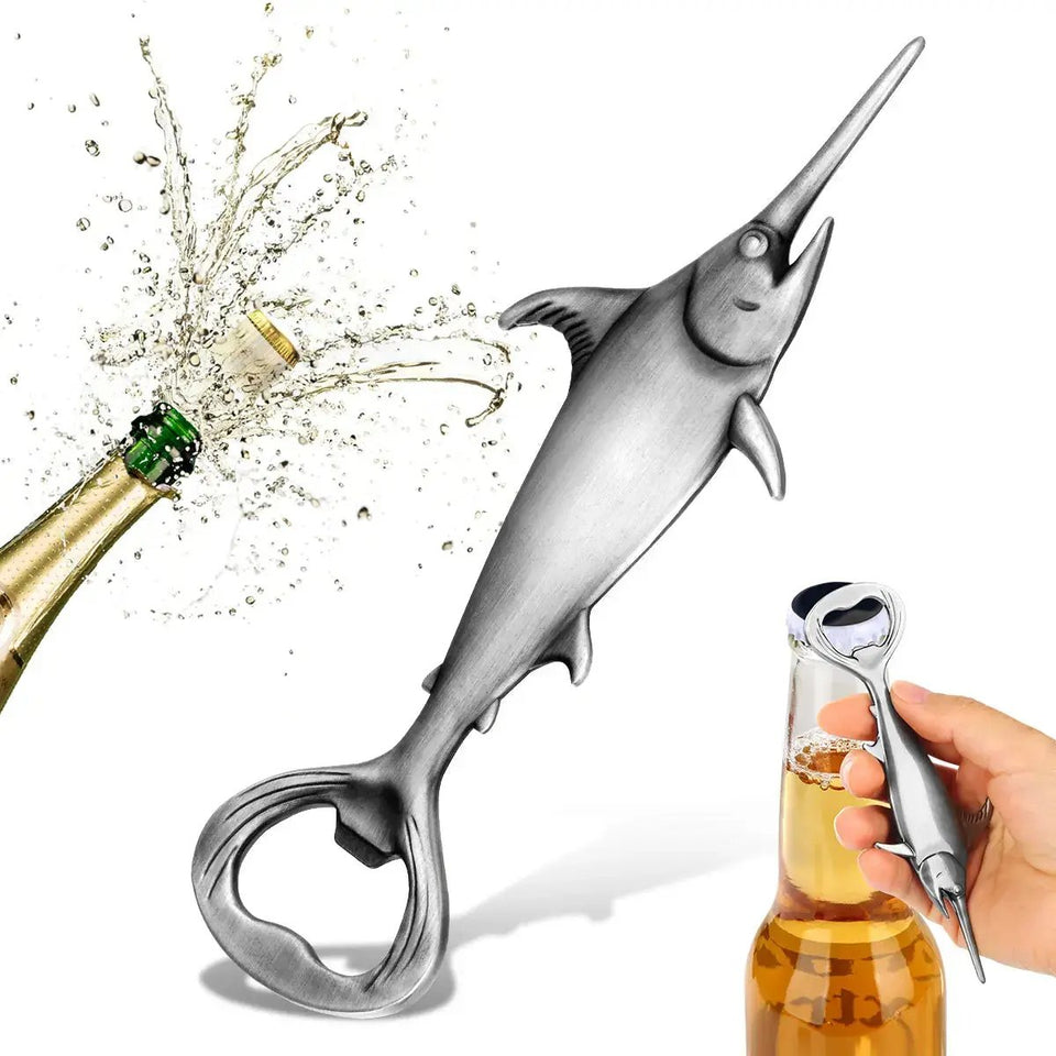 Creative Swordfish Metal Bottle Opener – Heavy Duty Nautical Bar Accessory - SS Creative Holdings