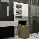 Farmhouse Over-the-Toilet Storage Cabinet – Space-Saving Bathroom Organizer with 2 Doors & Open Shelving - SS Creative Holdings