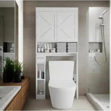 Farmhouse Over-the-Toilet Storage Cabinet – Space-Saving Bathroom Organizer with 2 Doors & Open Shelving - SS Creative Holdings