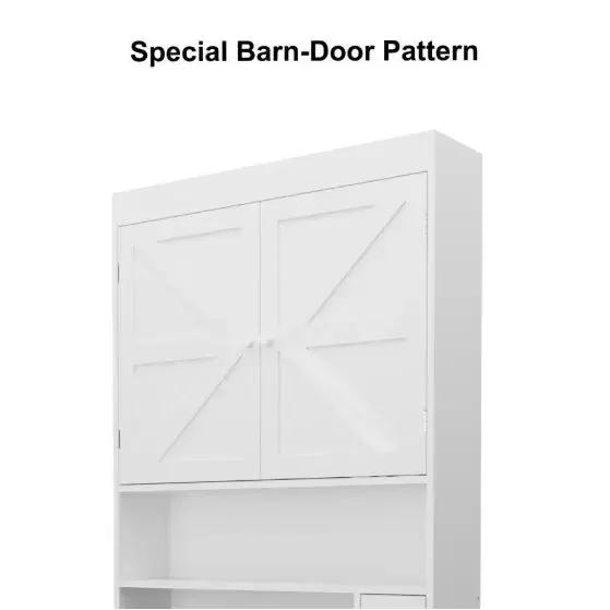 Farmhouse Over-the-Toilet Storage Cabinet – Space-Saving Bathroom Organizer with 2 Doors & Open Shelving - SS Creative Holdings