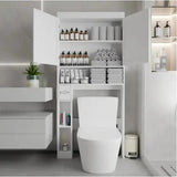 Farmhouse Over-the-Toilet Storage Cabinet – Space-Saving Bathroom Organizer with 2 Doors & Open Shelving - SS Creative Holdings