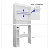 Farmhouse Over-the-Toilet Storage Cabinet – Space-Saving Bathroom Organizer with 2 Doors & Open Shelving - SS Creative Holdings