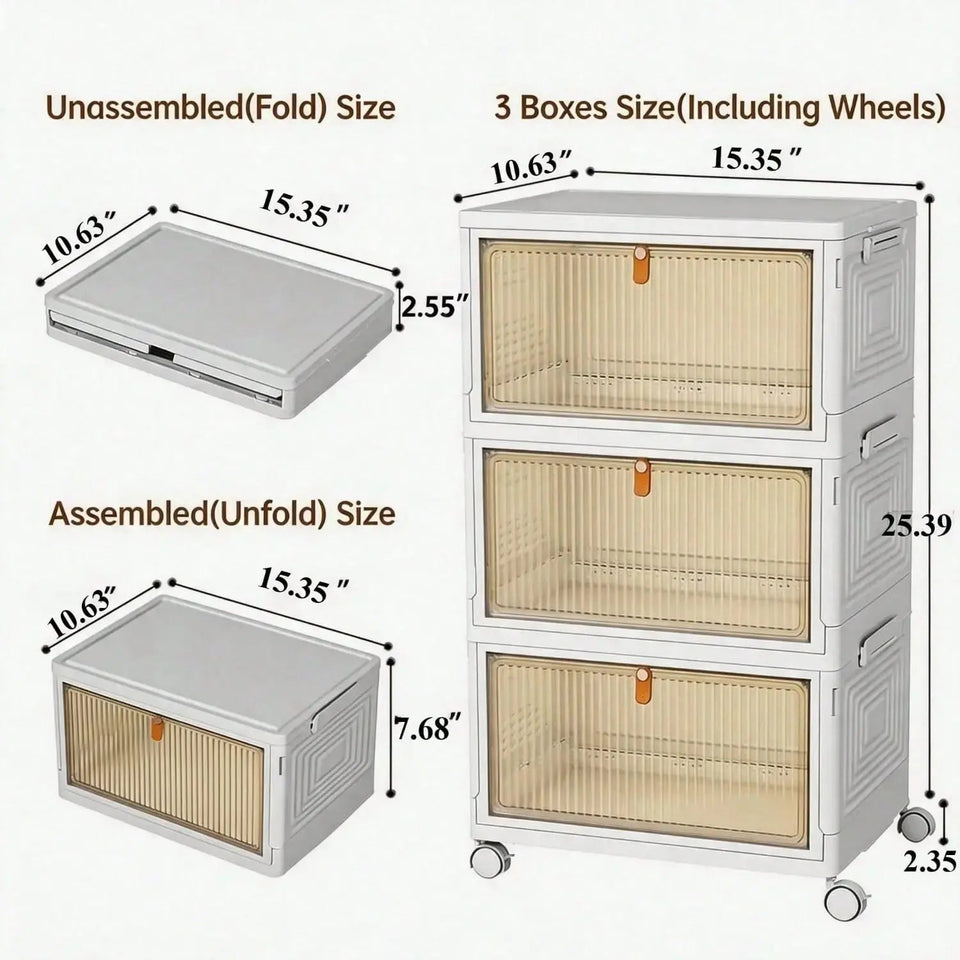 Foldable Rolling Storage Cabinet & Organizer Box with Magnetic Doors – Multi-Purpose Home & Pet Supplies Bin - SS Creative Holdings